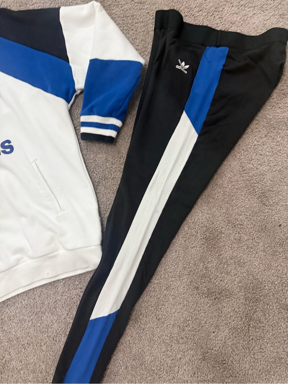 Women’s adidas White, Royal Blue & Black Trefoil Pullover Hoodie, leggings - Picture 7 of 10
